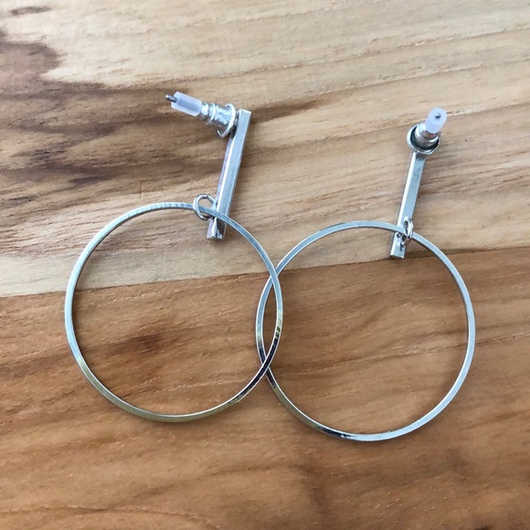 Dynamite Silver Drop Hoop Earring - Picture 2 of 2